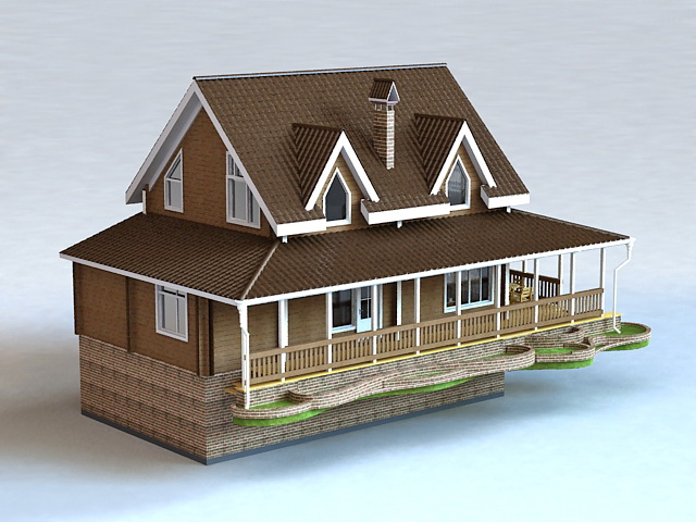 Ranch House with Basement 3d rendering