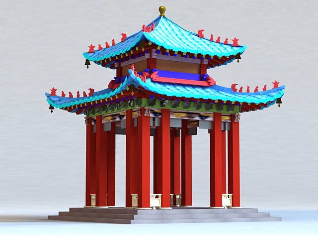 Qing Chinese Pavilion 3d rendering