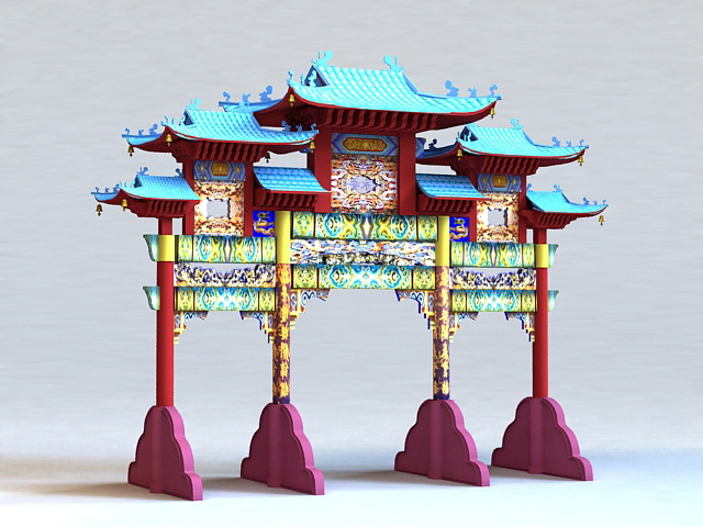 Ancient Chinese Archways 3d rendering