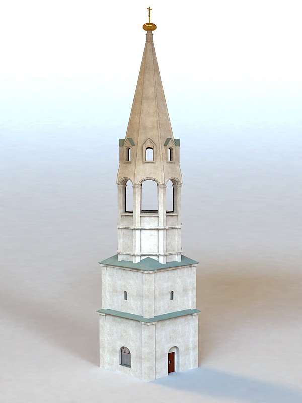 Medieval Bell Tower 3d rendering
