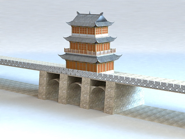 Chinese Ancient City Gate 3d rendering