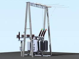 Power Line Transformer 3d model preview