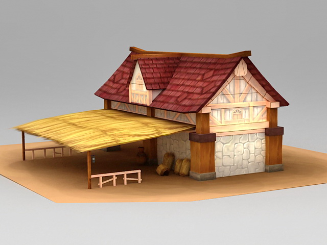 Ancient Horse Stable 3d rendering