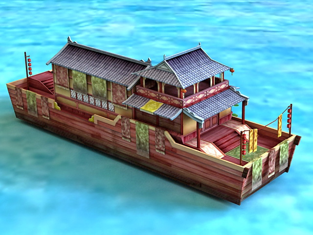 ancient chinese pleasure boat 3d model 3ds max files free