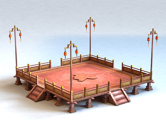 Chinese Martial Arts Fighting Arena 3d rendering