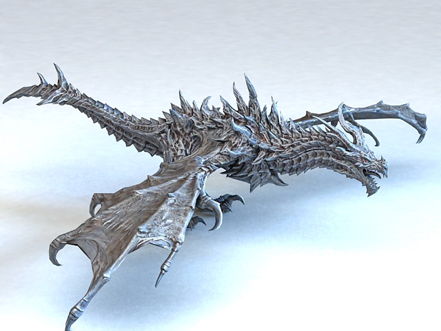 Metal Dragon Rigged 3d rendering. 
