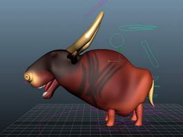 Cartoon Antelope Rigged 3d model preview