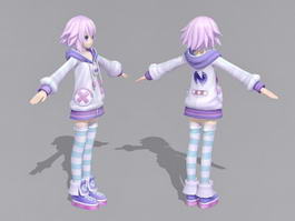 Anime Girl with Pink Hair 3d model preview