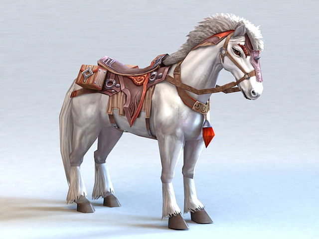 White War Horse 3d model 3ds Max files free download 