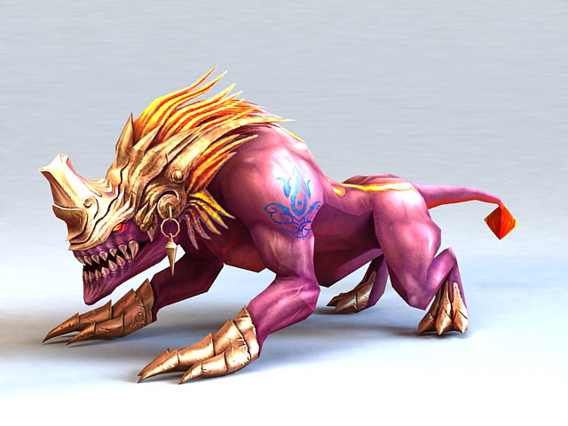 Armored Lion Beast 3d rendering