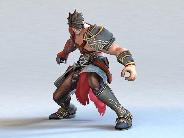 Human Male Warrior Rigged and Animated 3d model 3ds Max
