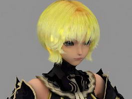 Blonde Anime Girl 3d model preview