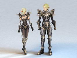Elf Couple Warriors 3d model preview