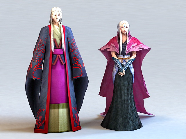 Medieval Asian Couple 3d rendering