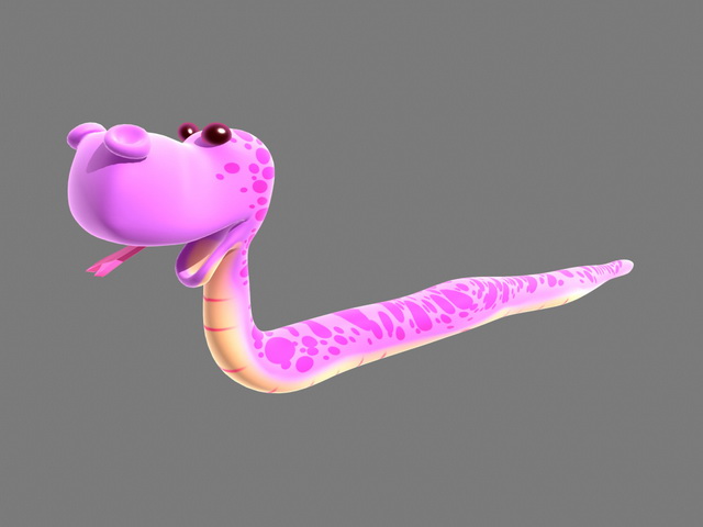 Pink Snake Cartoon 3d model Autodesk FBX,Maya,Object files