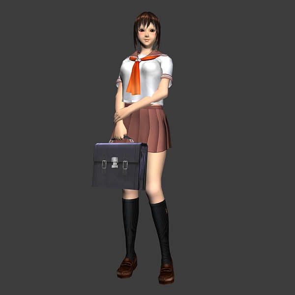 High School Anime Girl Animated & Rigged 3d rendering