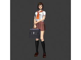 High School Anime Girl Animated & Rigged 3d model preview