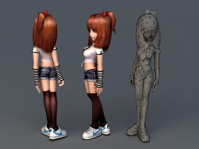 Beautiful Anime School Girl 3d rendering