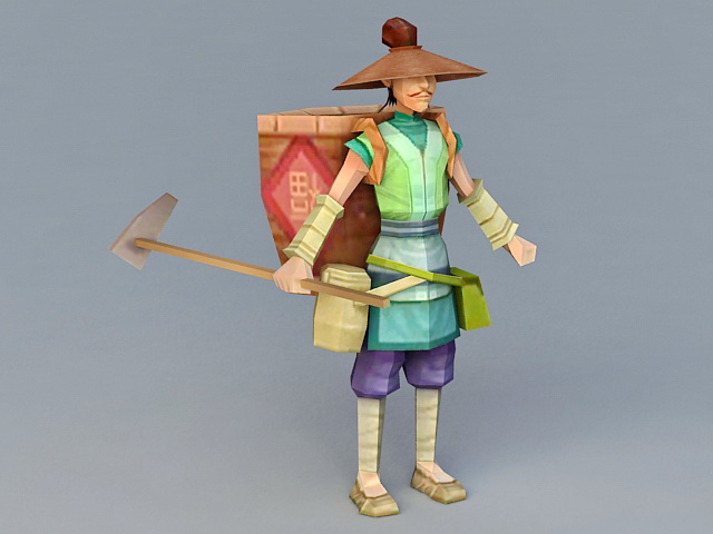 Ancient Rice Farmer 3d model 3ds Max files free download - modeling