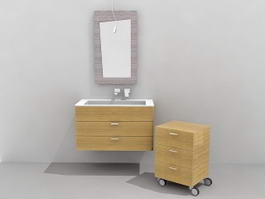 Bathroom Vanity with Movable Cabinet 3d preview
