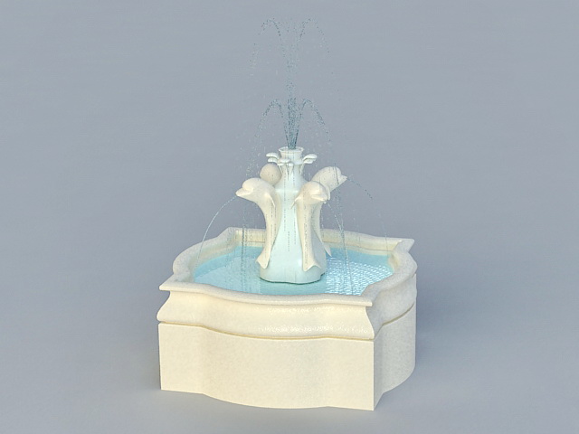 Dolphin Water Fountain 3d rendering