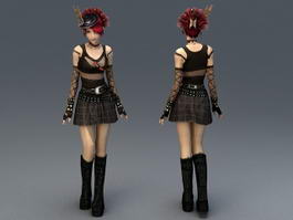 Hot Girl Character 3d model preview