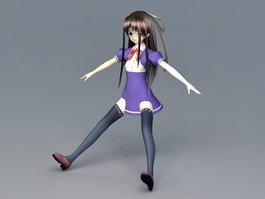 Kawaii Anime Girl 3d model preview