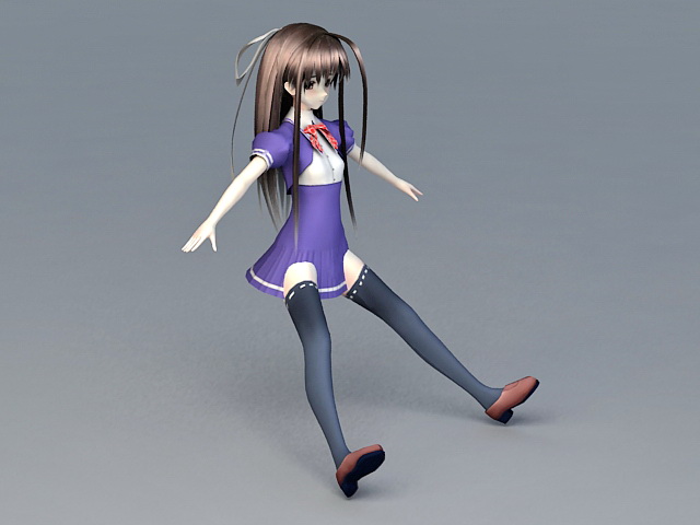 Kawaii Anime  Girl  3d  model  3ds Max files free download modeling  38644 on CadNav
