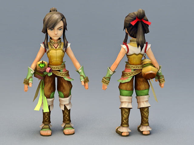 Medieval Rogue Anime Character 3d rendering