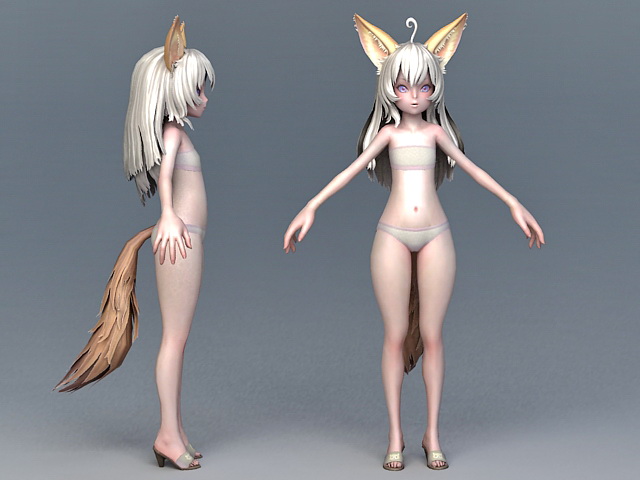 Anime Fox Girl 3d rendering