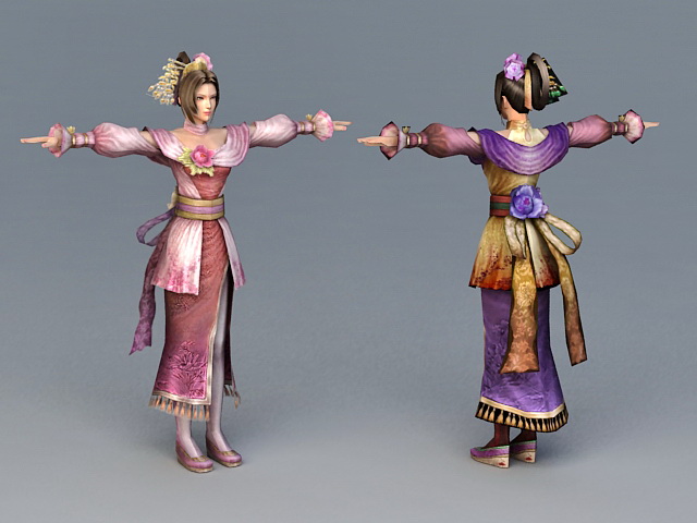 Ancient Chinese Dress Girl 3d rendering