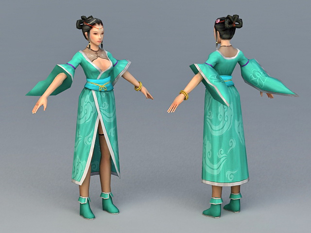 Ancient Chinese Peasants Woman 3d rendering