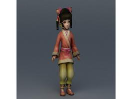 Medieval Peasant Girl 3d model preview