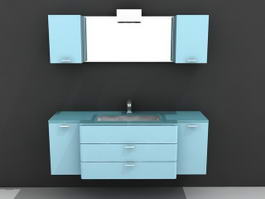 Blue Modern Bathroom Vanity 3d model preview