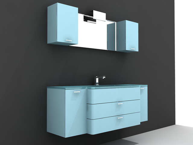 Blue Modern Bathroom Vanity 3d rendering
