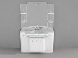 White Bathroom with Marble Vanity Top 3d model preview
