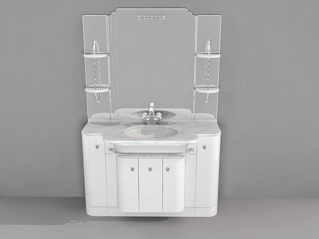 White Bathroom with Marble Vanity Top 3d rendering