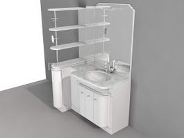 Bathroom Vanity with Side Shelf 3d model preview