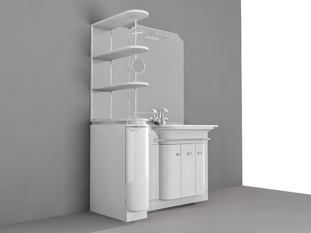Bathroom Vanity with Side Shelf 3d rendering