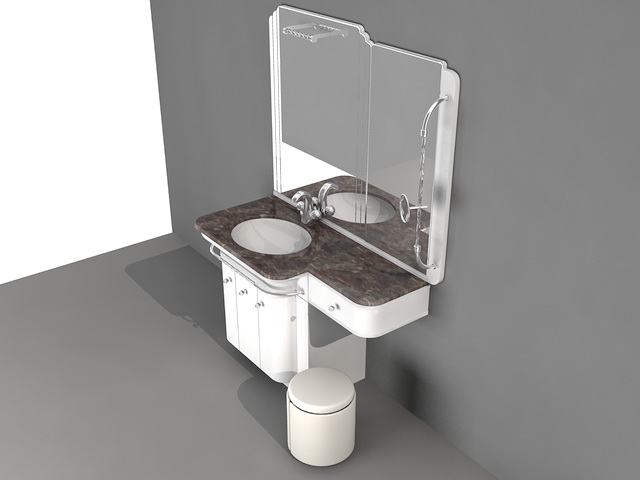 Bathroom Makeup Vanity 3d rendering