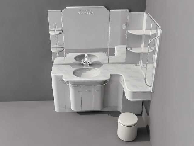Bathroom Vanity with Sitting Area 3d rendering