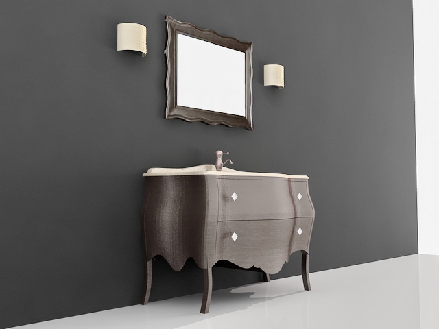 Free Standing Bath Vanity Cabinet 3d rendering