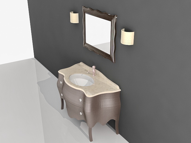 Free Standing Bath Vanity Cabinet 3d rendering