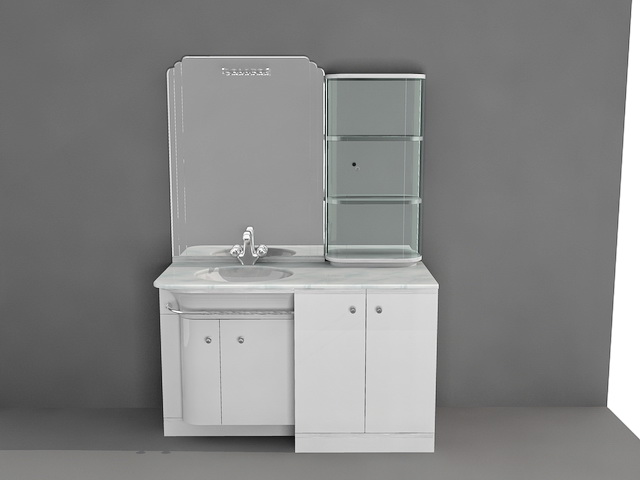 Bathroom Vanity with Backsplash Shelf 3d rendering