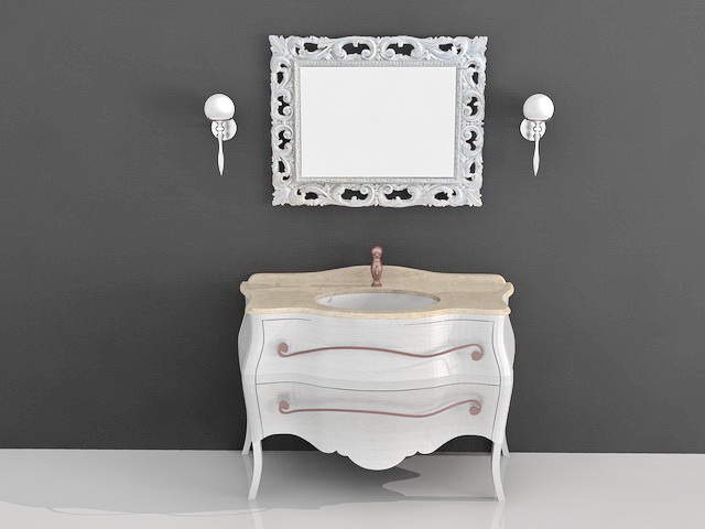 French Antique Bathroom Vanities 3d rendering