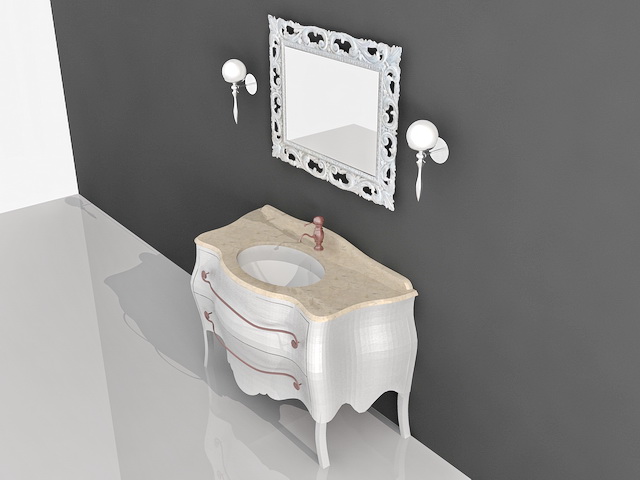French Antique Bathroom Vanities 3d rendering