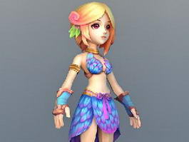 Anime Girl with Blond Hair 3d model preview