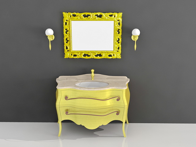 25 Inspiring And Colorful Bathroom Vanities Yellow Bathrooms Yellow Decor Yellow Tile