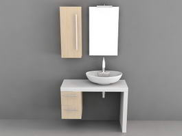 Floating Single Sink Bathroom Vanity 3d model preview