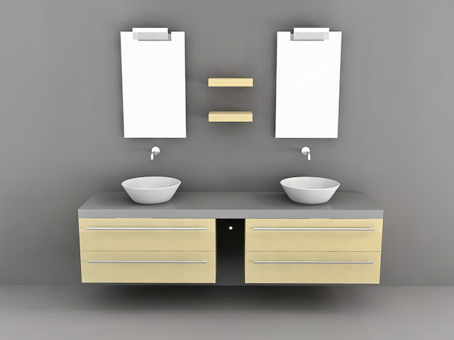Double Vessel Sink Bathroom Vanities 3d rendering